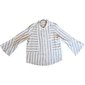 Two by Vince Camuto striped button-down split flare sleeve  XL 100% cotton NWOT
